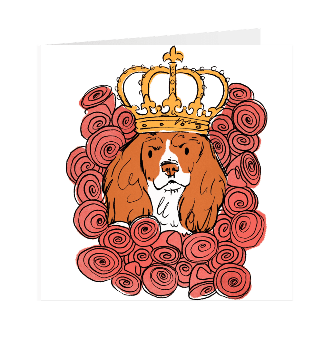 King Charles Dog Greetings Card White 12.5cm x 12.5cm