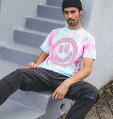 Men Retro Smiley Face Tie Dye T-Shirt Organic