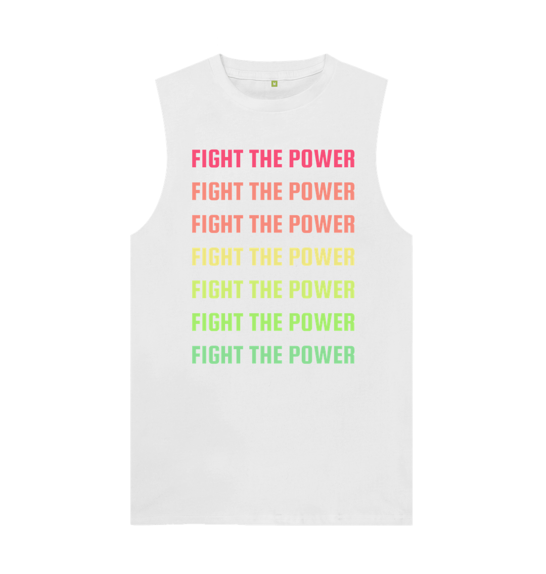 Organic Graphic Vest Fight The Power White