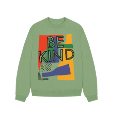 80s Retro Be Kind Crewneck Sweatshirt Sage