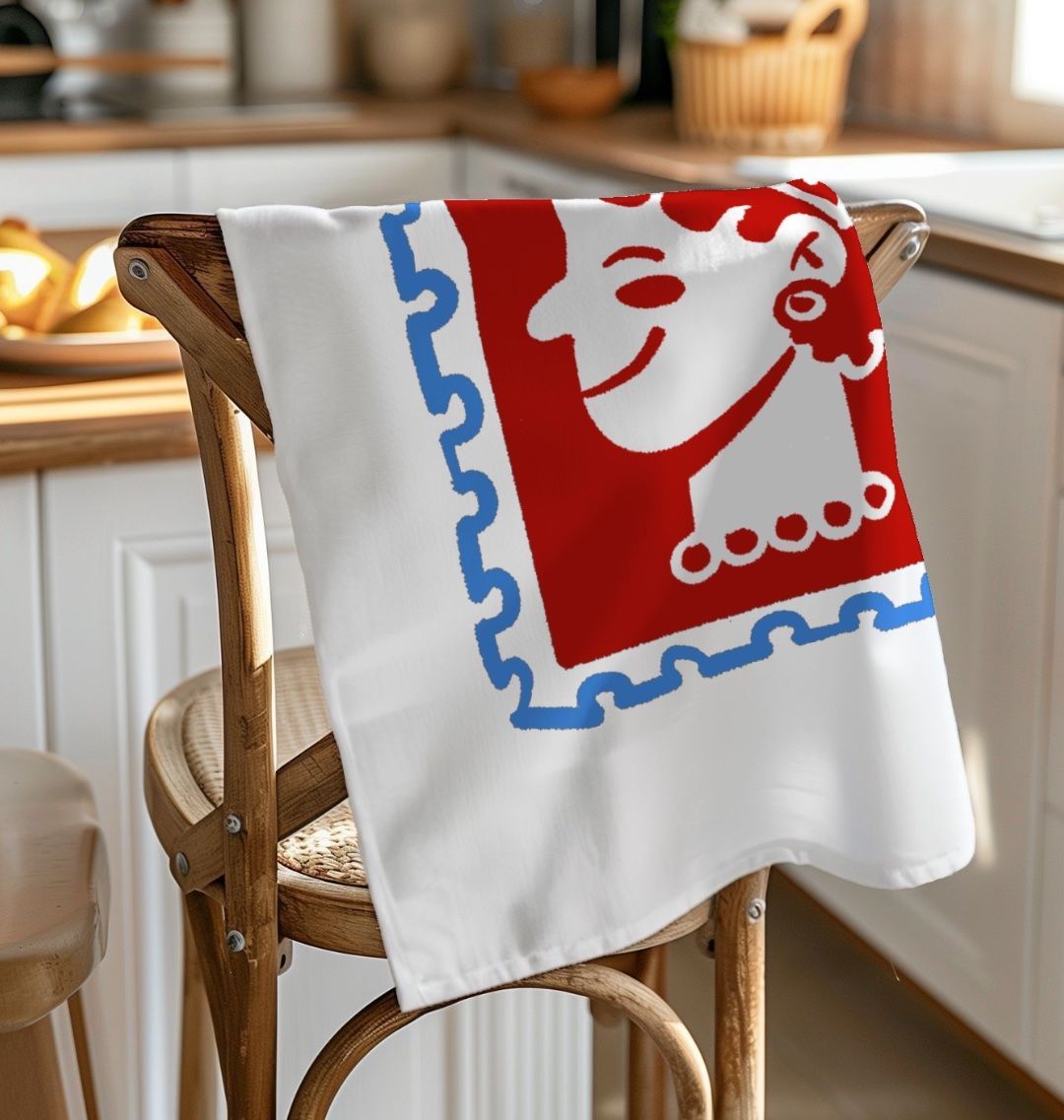 British Queen Stamp Organic Cotton Tea Towel