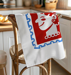 British Queen Stamp Organic Cotton Tea Towel