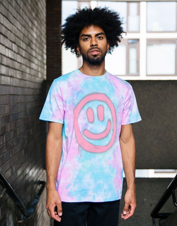 Men Retro Smiley Face Tie Dye T-Shirt Organic