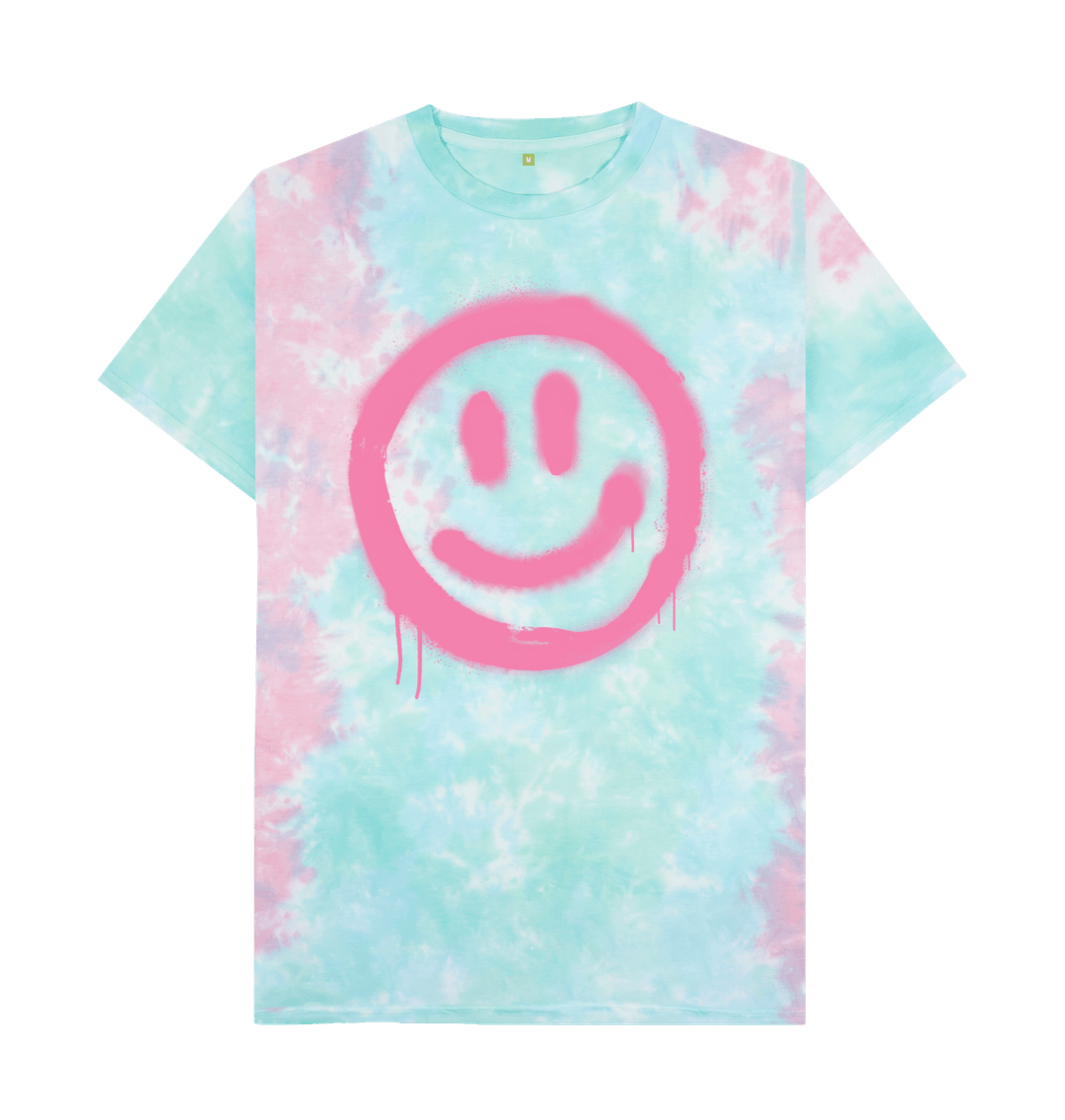 Men Retro Smiley Face Tie Dye T-Shirt Organic Pastel Tie Dye