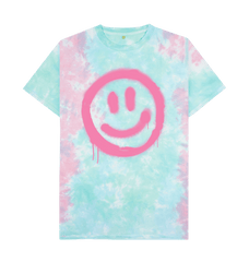 Men Retro Smiley Face Tie Dye T-Shirt Organic Pastel Tie Dye