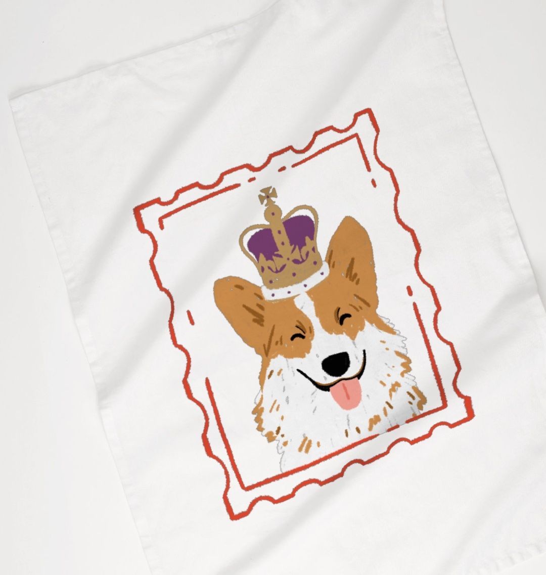 Royal Corgi Organic Cotton Tea Towel