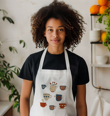 British Tea Cups Organic Cotton Kitchen Apron