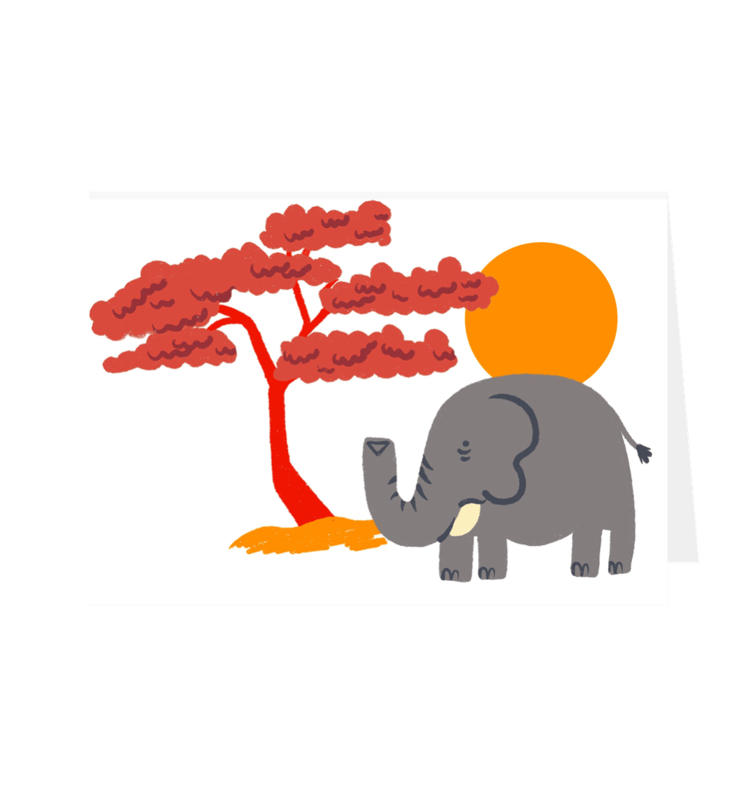 Elephant Greetings Card White 5