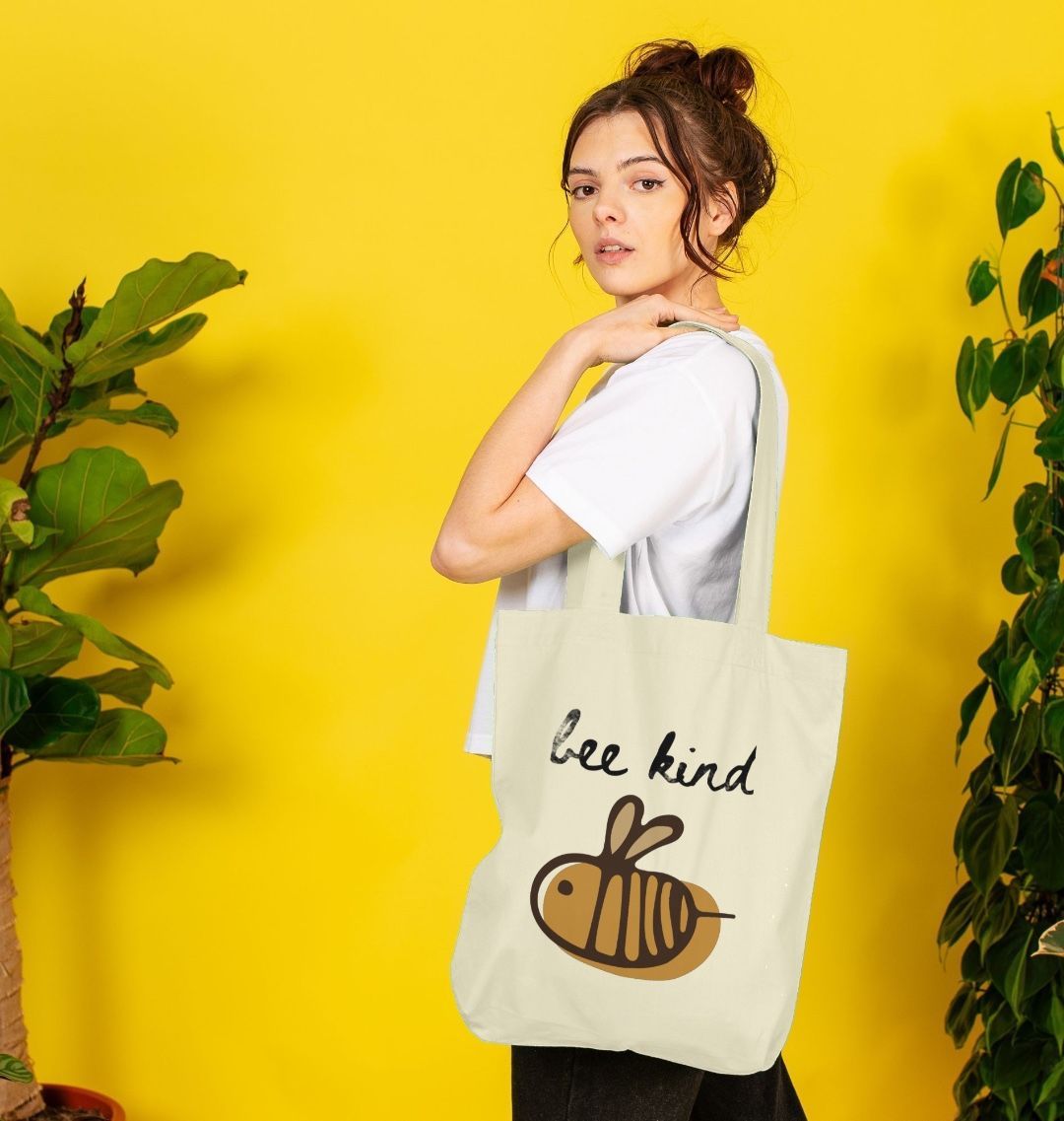 Organic Cotton Tote Bag Graphic Bee Kind