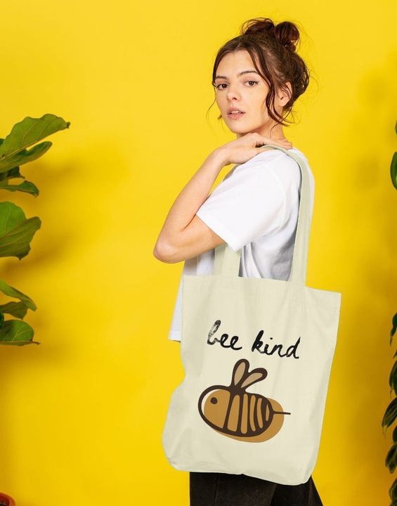 Organic Cotton Tote Bag Graphic Bee Kind