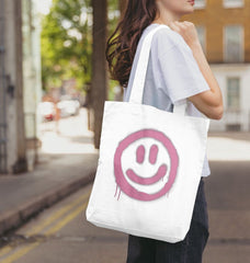 Retro Smiley Face Tote Bag Organic Cotton