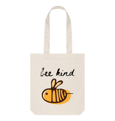 Organic Cotton Tote Bag Graphic Bee Kind Natural One Size