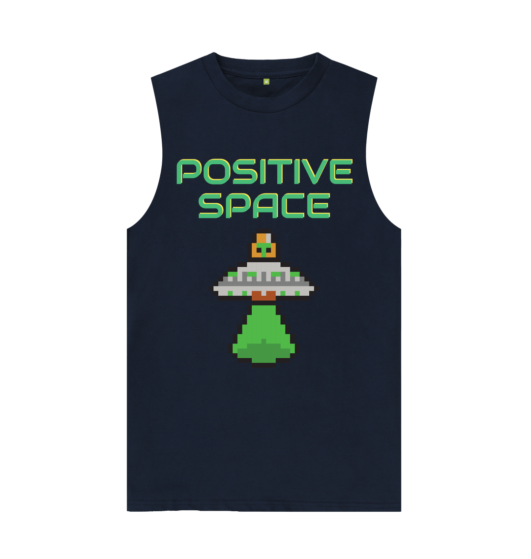 Organic Graphic Vest Tank Top Positive Space Navy Blue