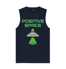 Organic Graphic Vest Tank Top Positive Space Navy Blue