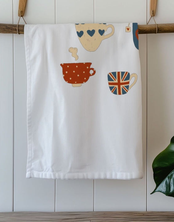 British Tea Cups Organic Cotton Tea Towel