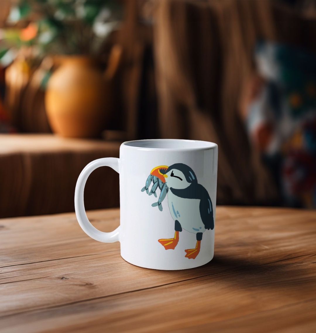 Cute Puffin Bird Natural Ceramic Mug