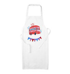 King Charles London Bus Organic Cotton Kitchen Apron White One Size