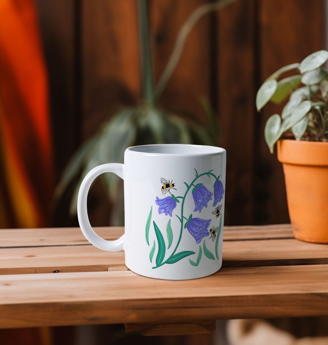 Floral Bluebells Natural Ceramic Mug