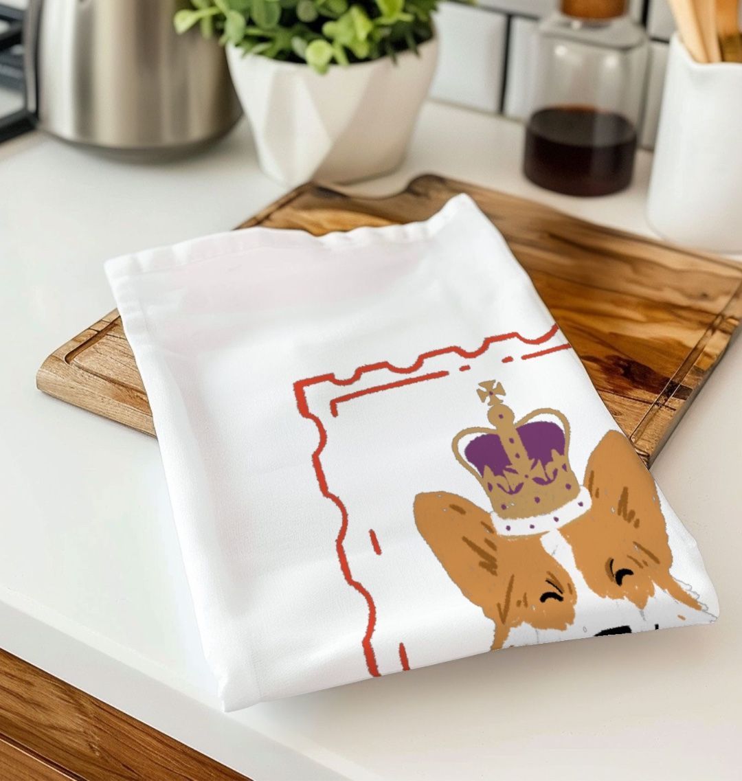 Royal Corgi Organic Cotton Tea Towel