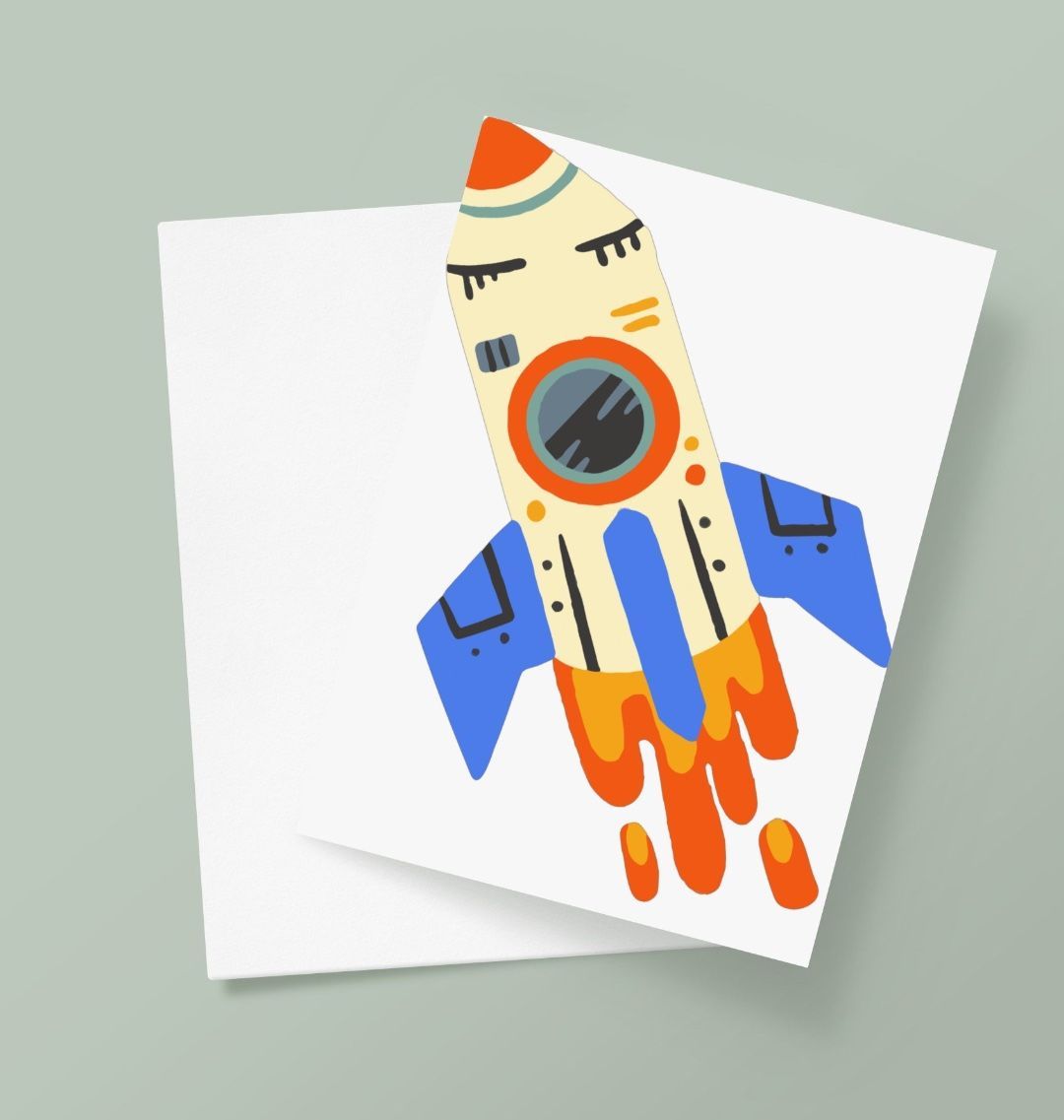 Space Rocket Greetings Card