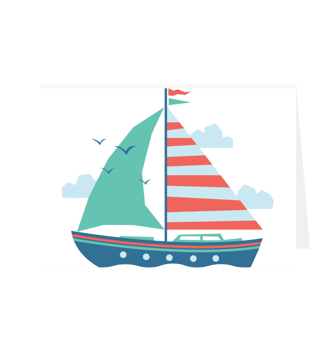 Sailing Boat Greetings Card White 5