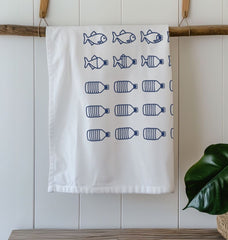 Organic Cotton Tea Towel Plastic Fish Print