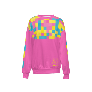 Rosa Retro-Sweatshirt mit Rundhalsausschnitt und Grafik