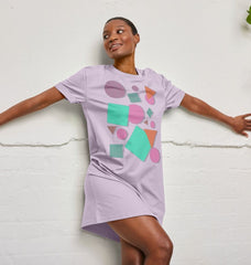 Retro 80s Oversized T Shirt Dress Lilac