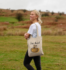 Organic Cotton Tote Bag Graphic Bee Kind