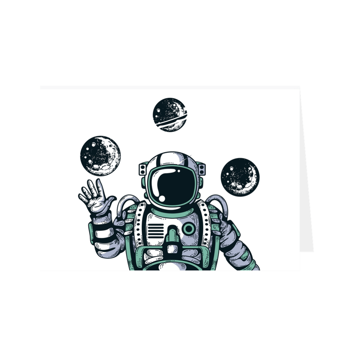 Spaceman Greetings Card White 5