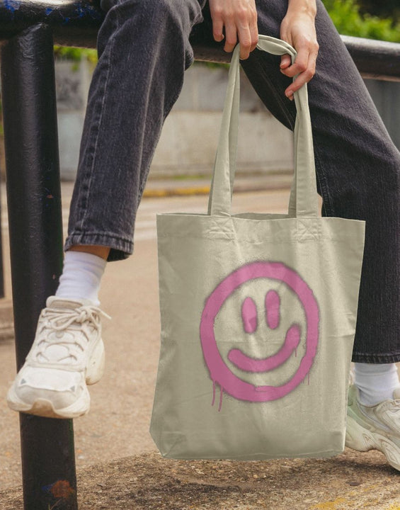 Retro Smiley Face Tote Bag Organic Cotton