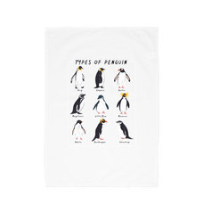 Organic Cotton Tea Towel Types Of Penguins White One Size