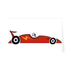 Red Racing Car Greetings Card White 5