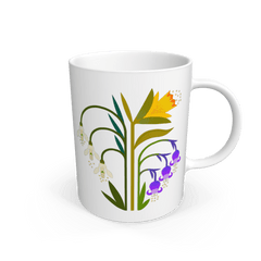 Natural Ceramic Mug Floral White One Size