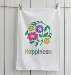 Organic Cotton Floral Happiness Tea Towel