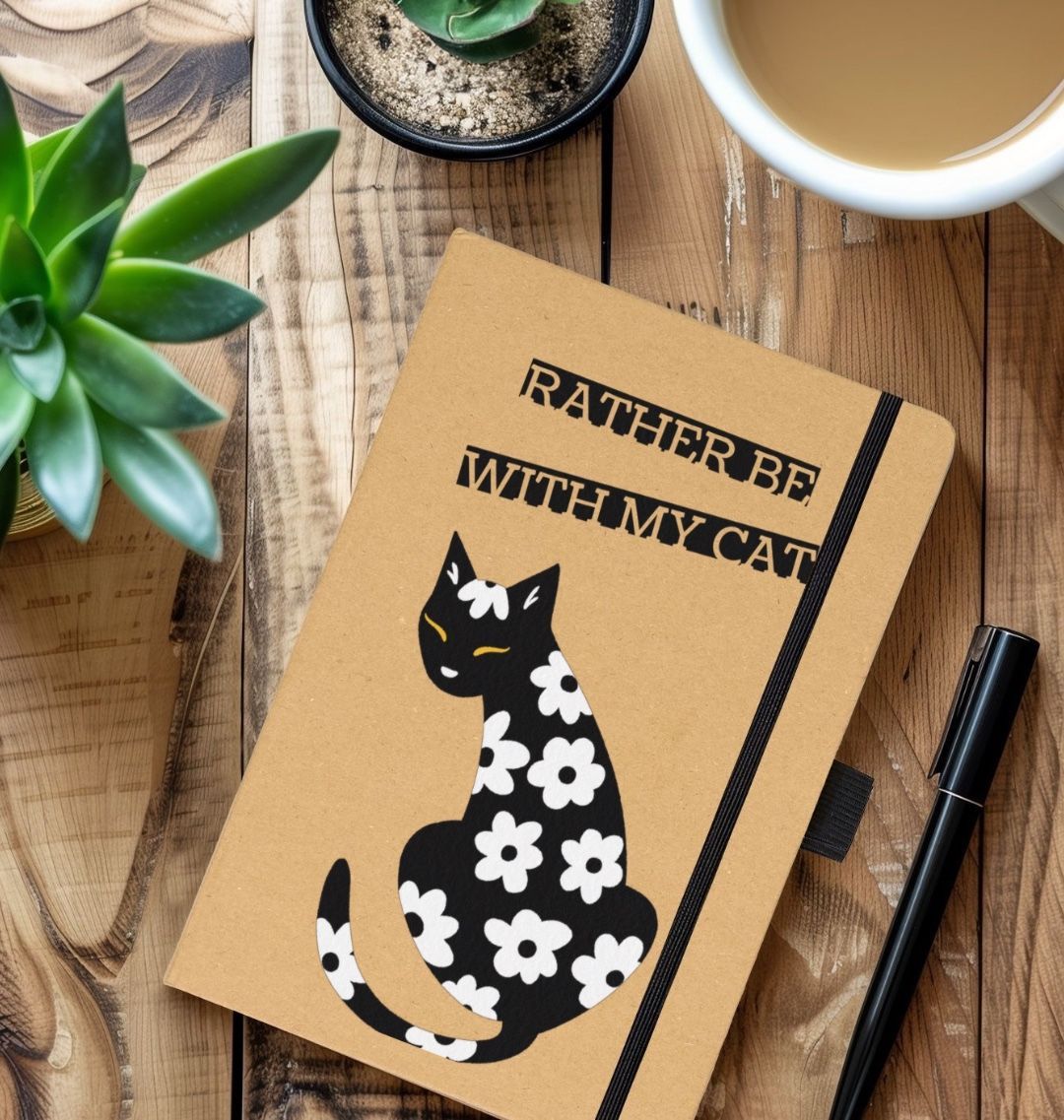 Rather Be With My Cat Kraft Notebook