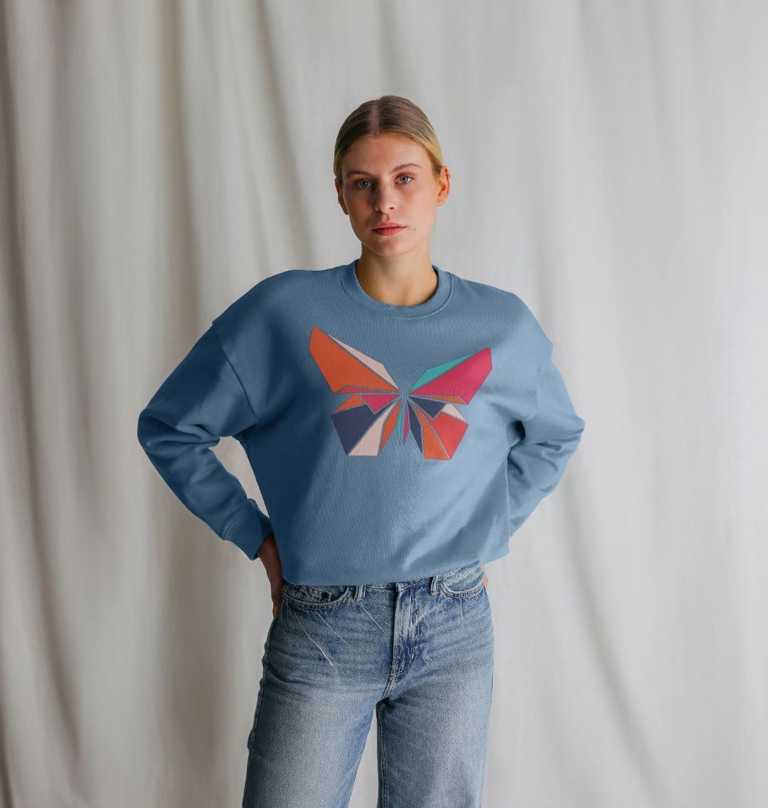 80s Retro Butterfly Sweatshirt Organic Cotton