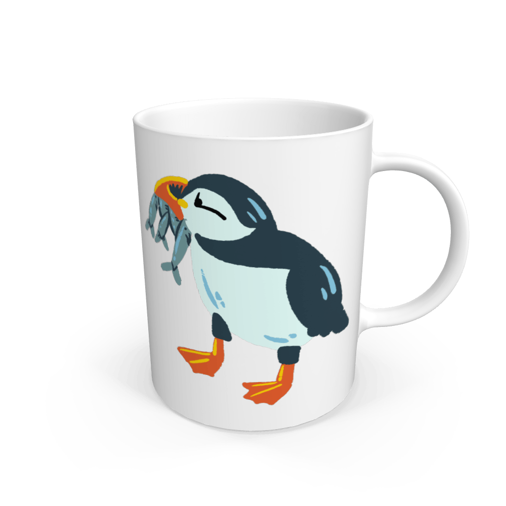 Cute Puffin Bird Natural Ceramic Mug White One Size