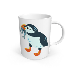 Cute Puffin Bird Natural Ceramic Mug White One Size