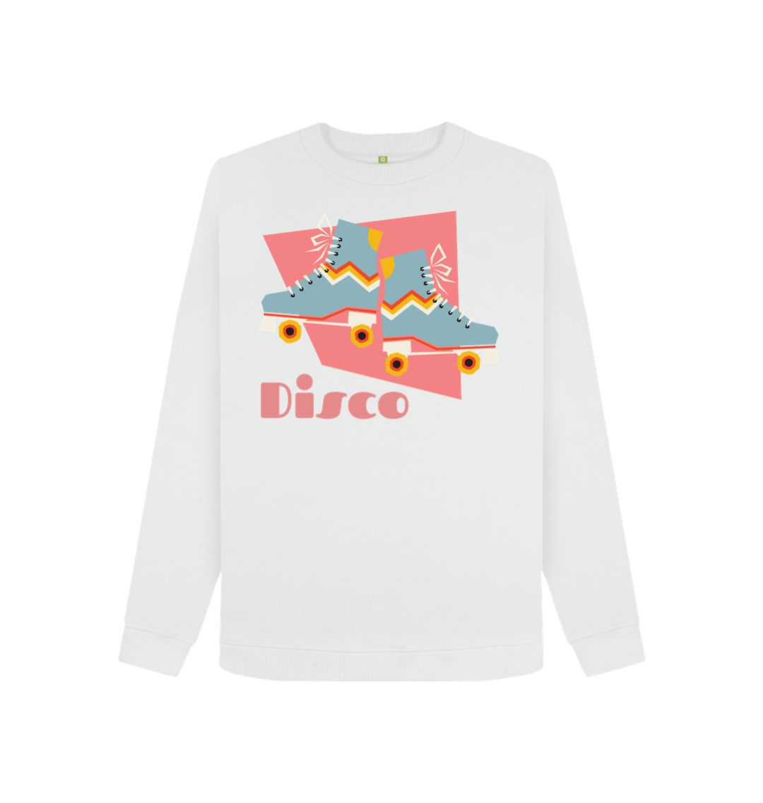 Roller Disco Retro Sweatshirt Organic White