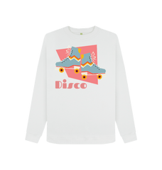 Roller Disco Retro Sweatshirt Organic White