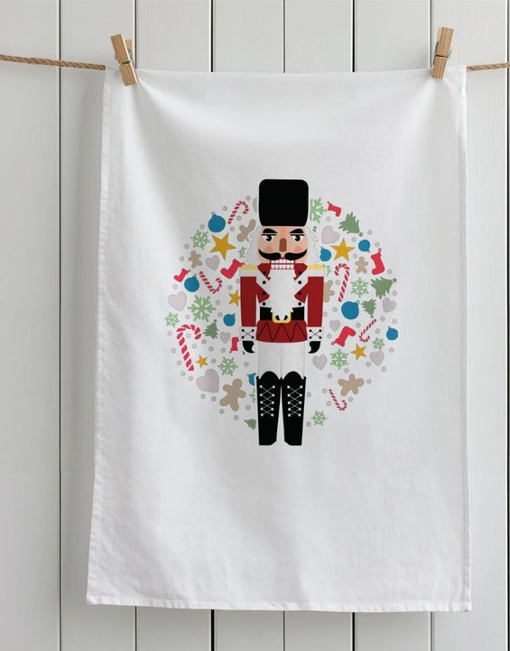 Christmas Nutcracker Organic Printed Tea Towel