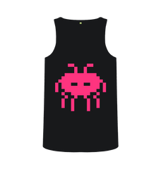 80s Retro Gamer Organic Cotton Sleeveless T Shirt Black