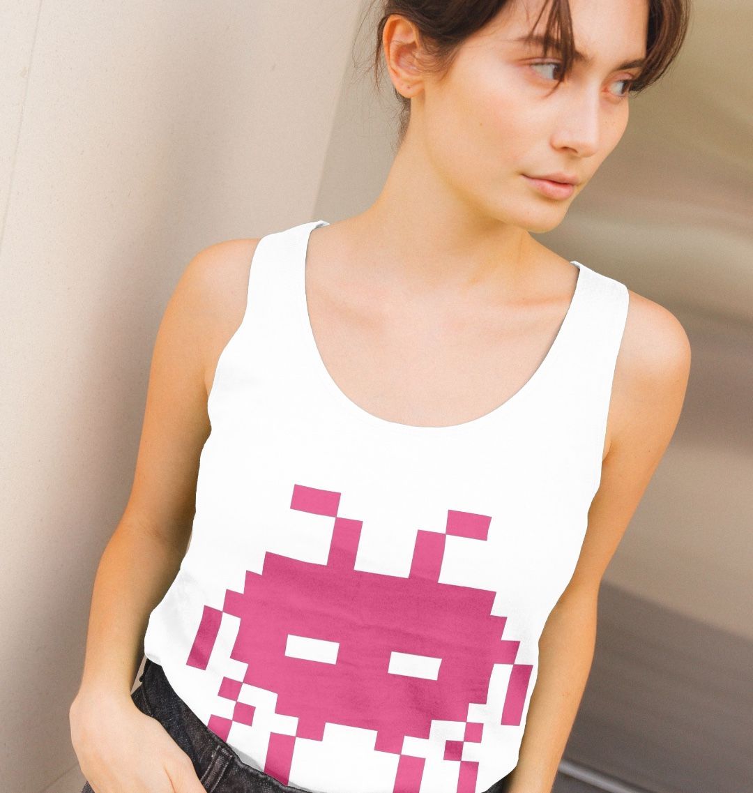 80s Retro Gamer Organic Cotton Sleeveless T Shirt