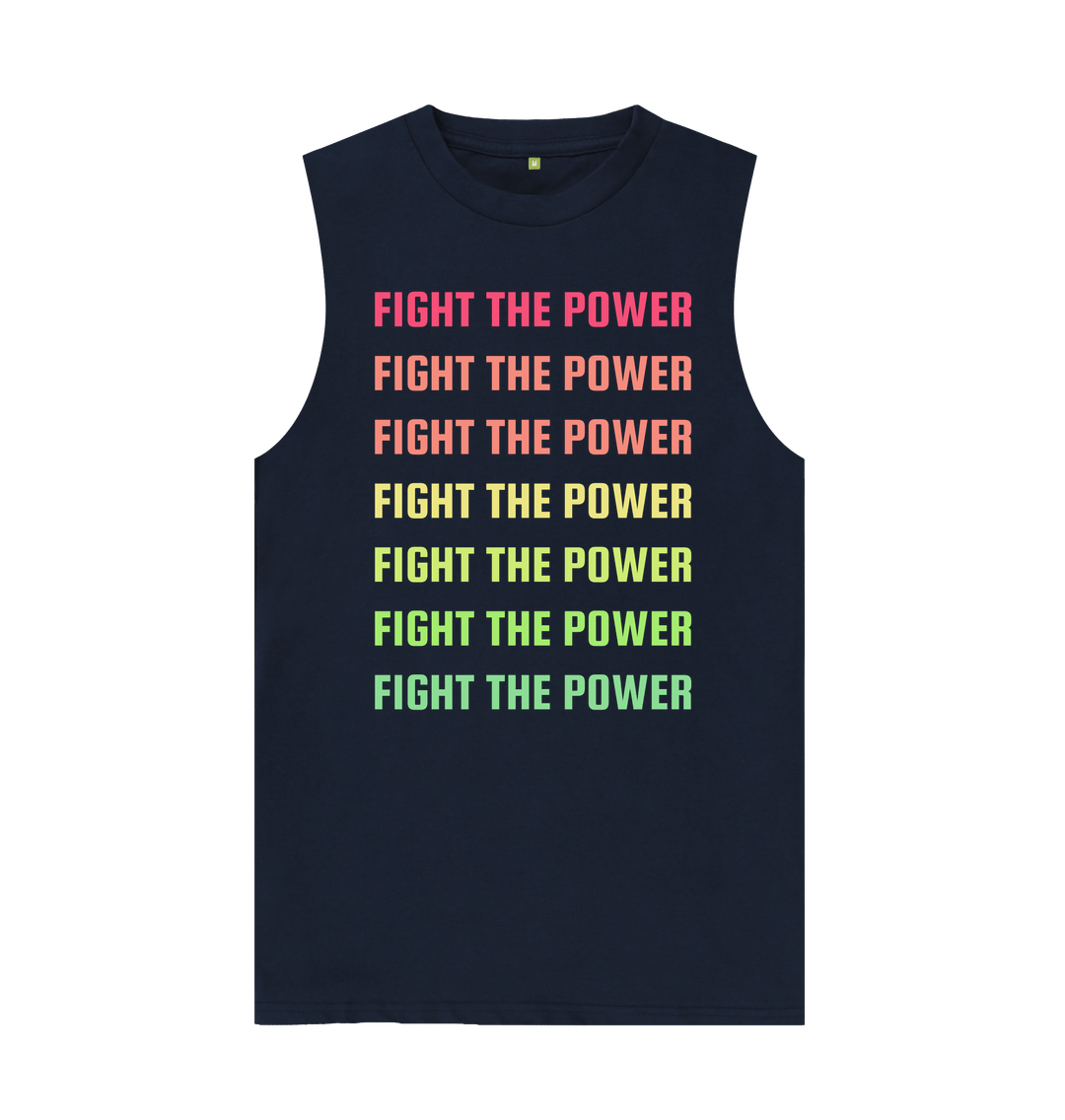 Organic Graphic Vest Fight The Power Navy Blue