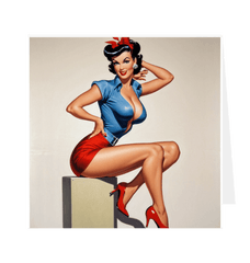 Rockabilly Pin Up Greetings Card White 12.5cm x 12.5cm