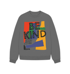 80s Retro Be Kind Crewneck Sweatshirt Slate Grey