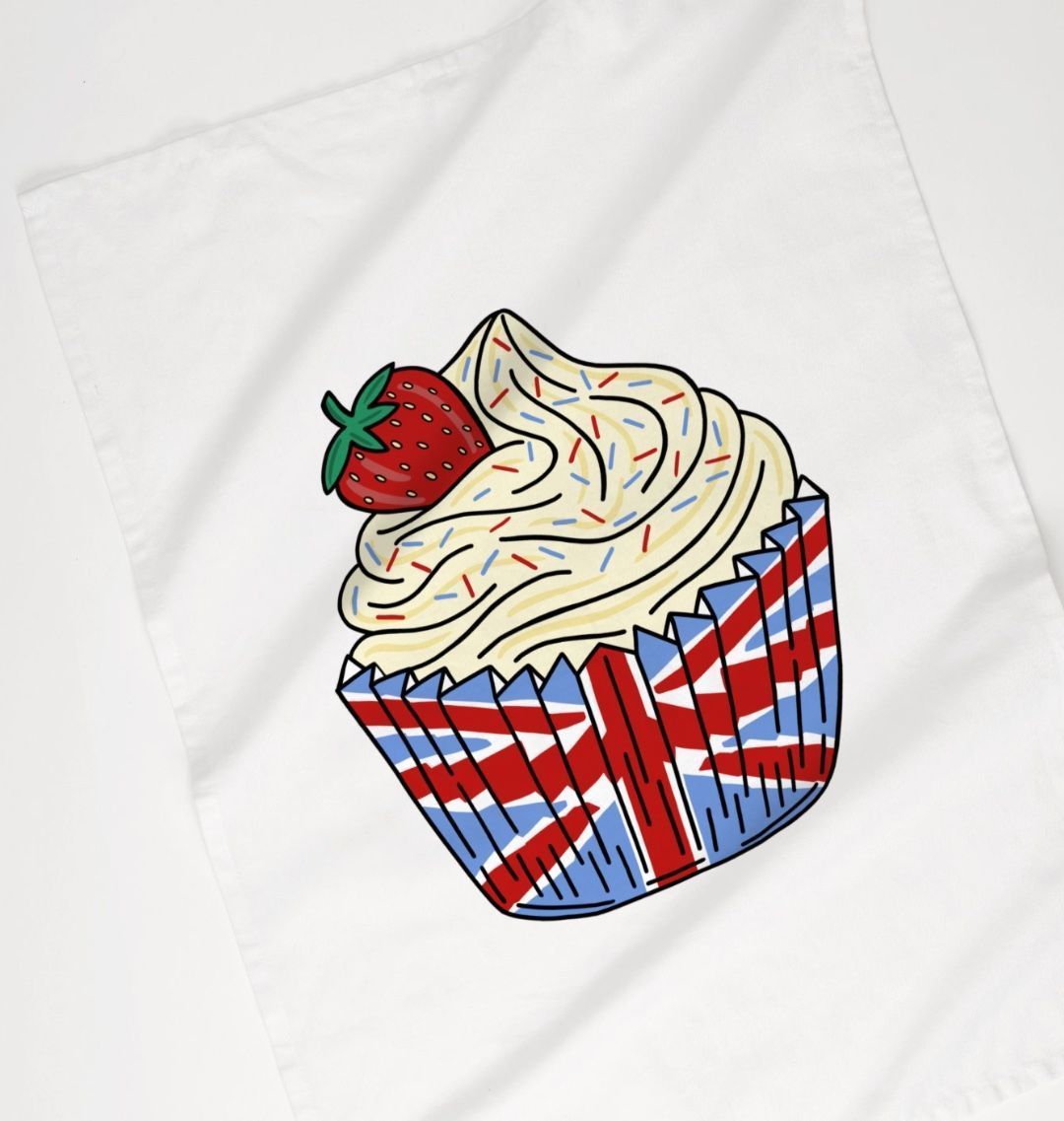 British Cup Cake Organic Cotton Tea Towel