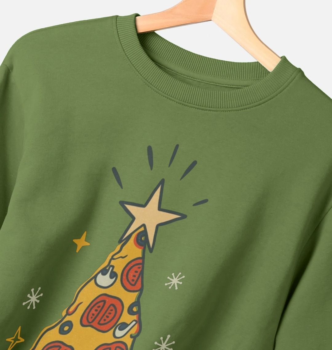 Christmas Sweatshirt Crewneck Graphic Pizza Everyday