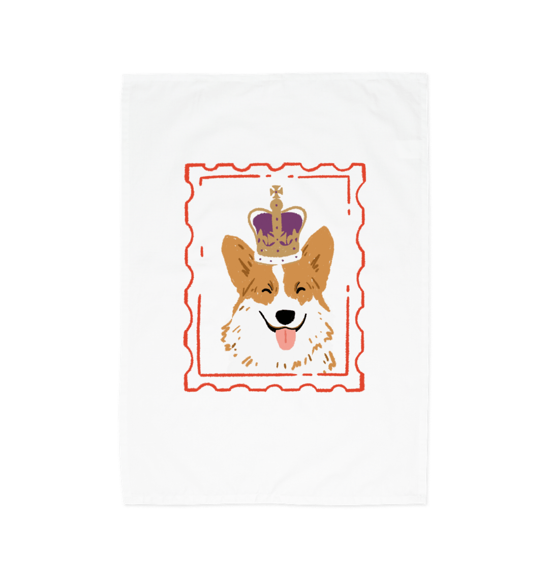 Royal Corgi Organic Cotton Tea Towel White One Size